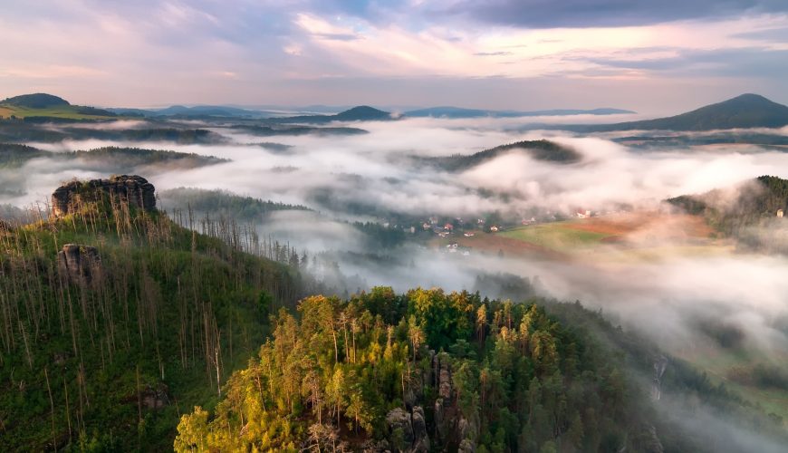 sunrise in bohemian switzerland czech republic