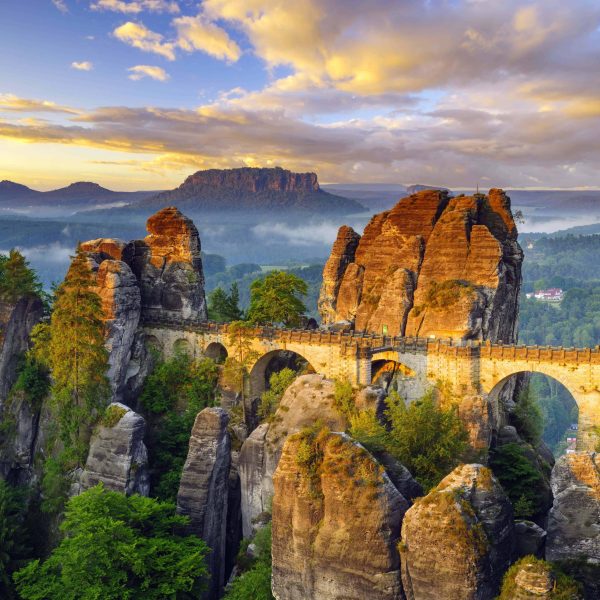 Sunset Views in Bastei Bridge, Saxon Switzerland National Park