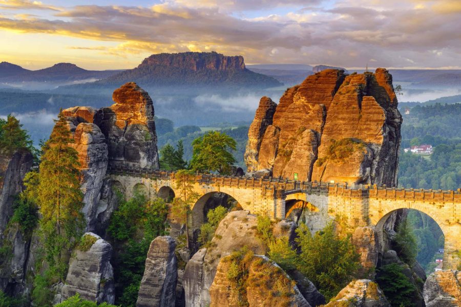 Sunset Views in Bastei Bridge, Saxon Switzerland National Park